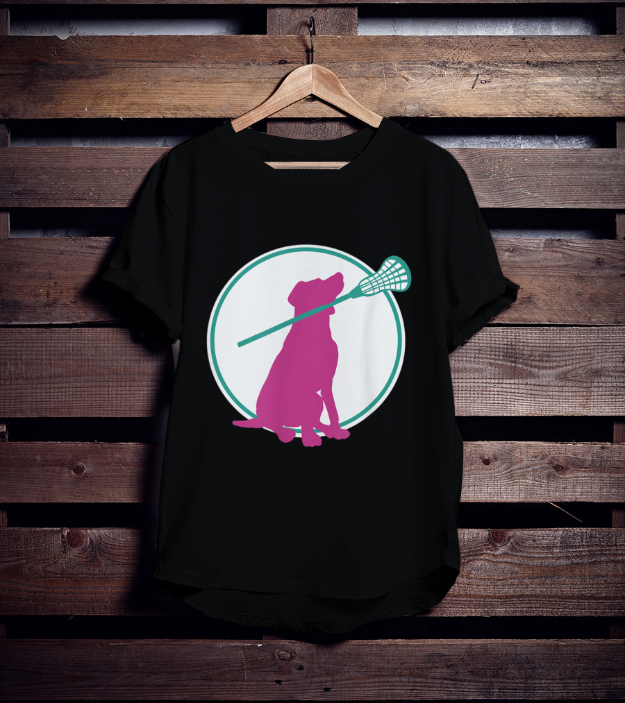 Lacrosse Dog With Girl Stick Girls Lacrosse Tees Circle T-Shirt