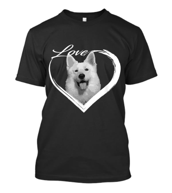 Love White German Shepherd Puppy Dog Heart T-Shirt