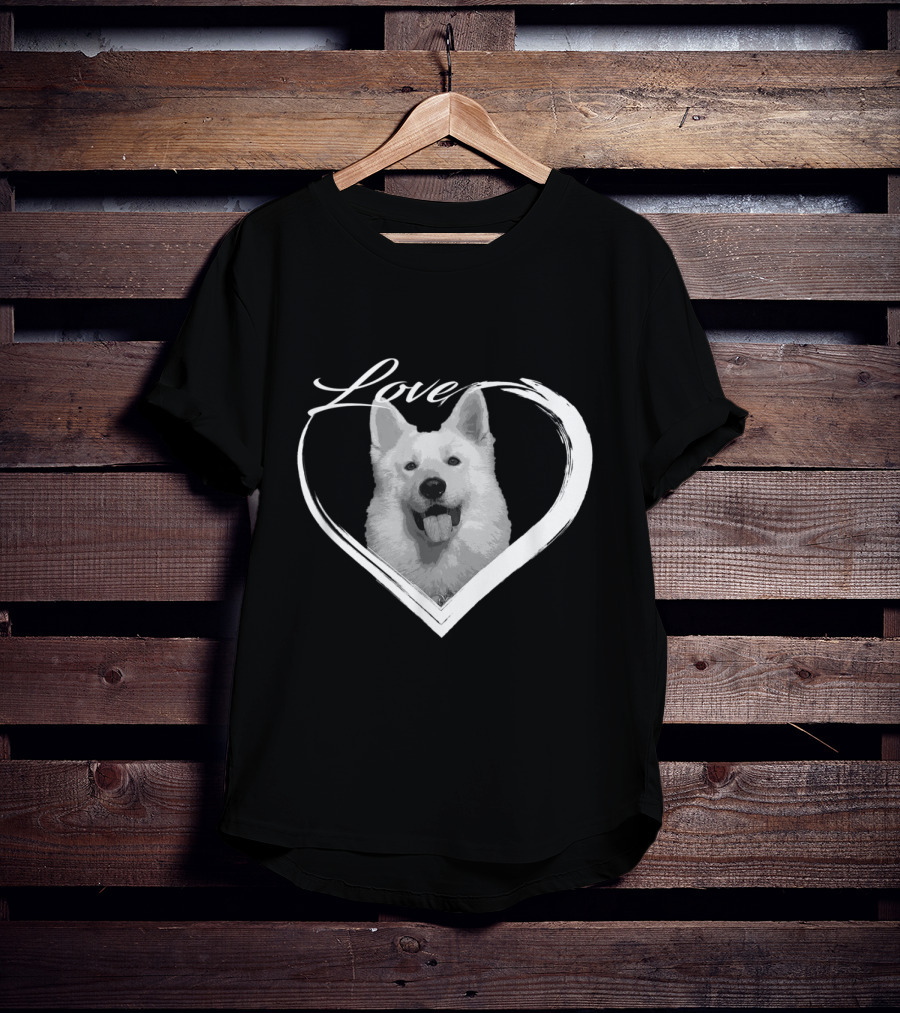 Love White German Shepherd Puppy Dog Heart T-Shirt