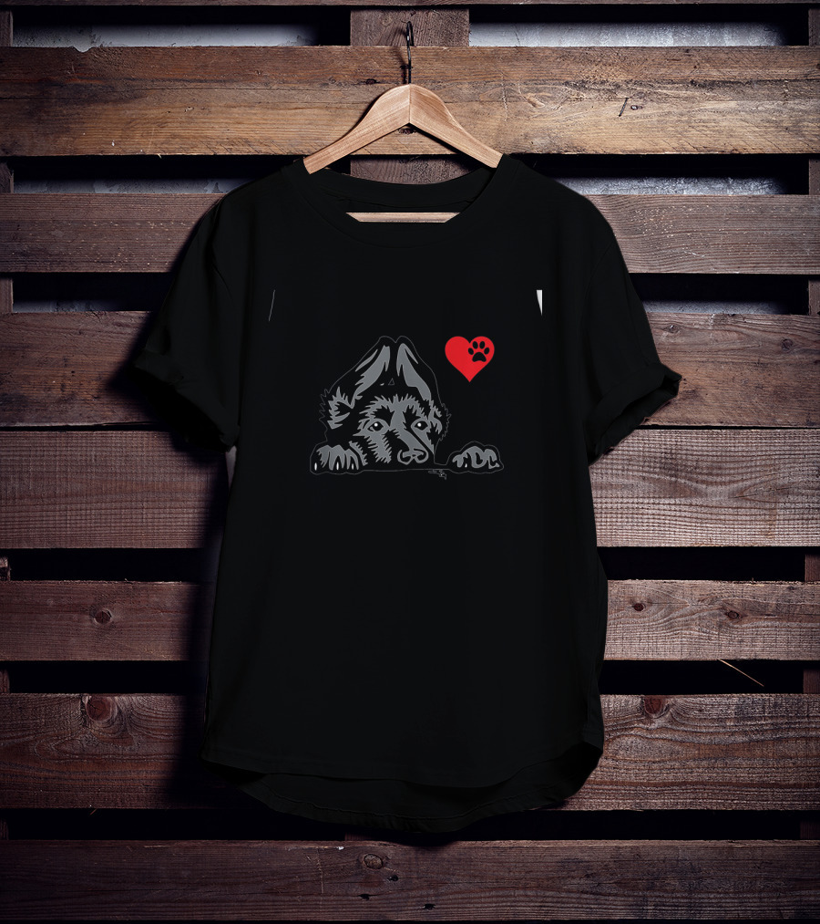 Naughty German Shepard I HEART MY GERMAN SHEPARD Dog Heart Paw Prints T-Shirt