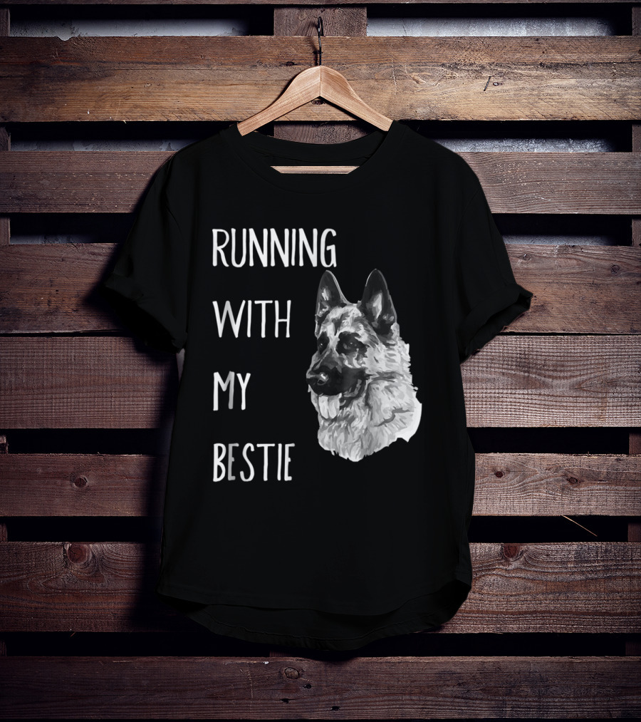Running With My Bestie German Shepherd Dog For Runners T-Shirt
