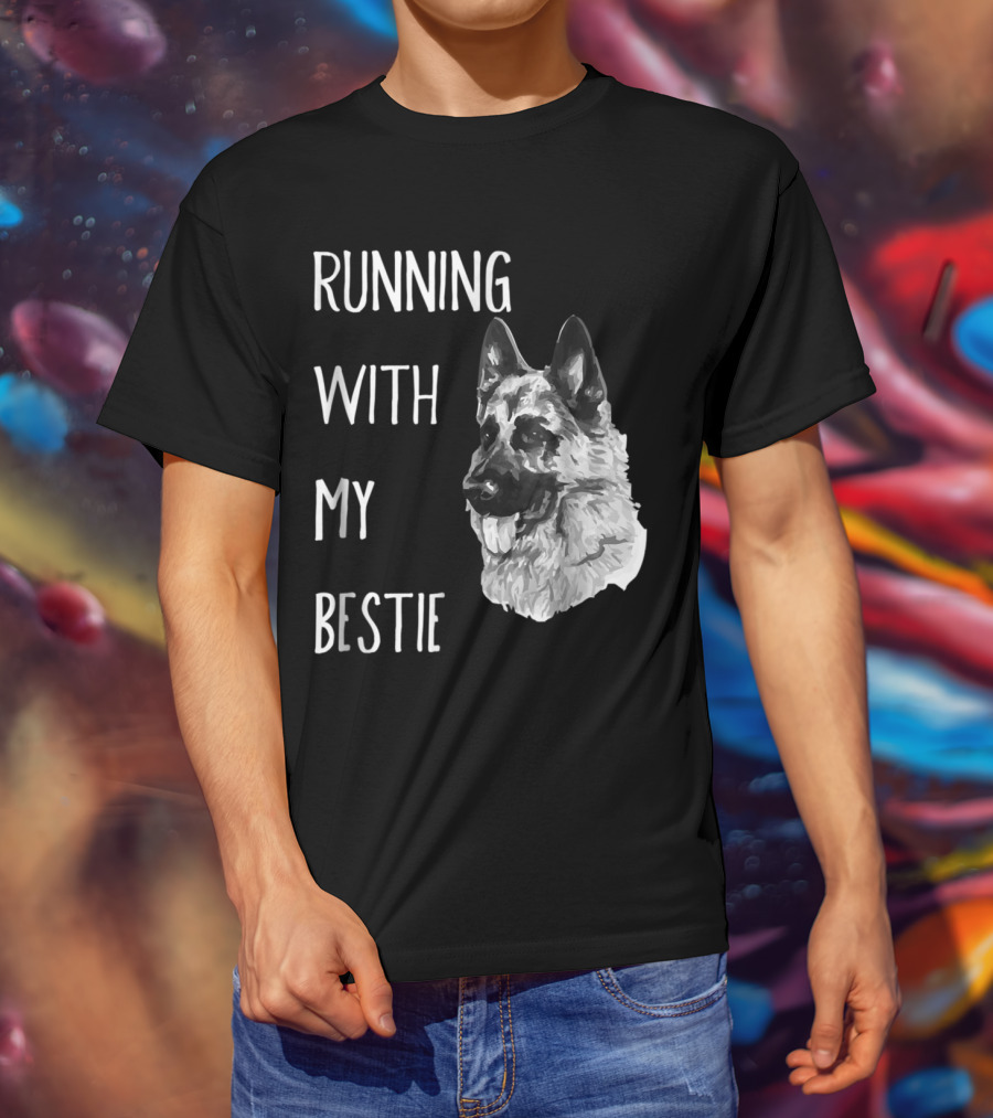 Running With My Bestie German Shepherd Dog For Runners T-Shirt