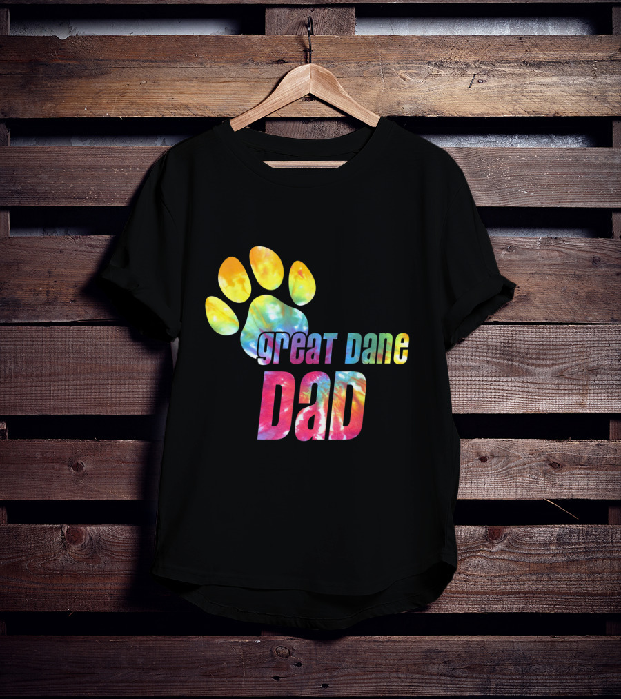 Great Dane Dad Tie Dye Paw Father's Day Dog Lovers T-Shirt