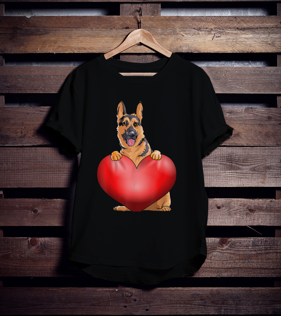 Valentines Day German Shepherd Heart Dog For Women And Men T-Shirt
