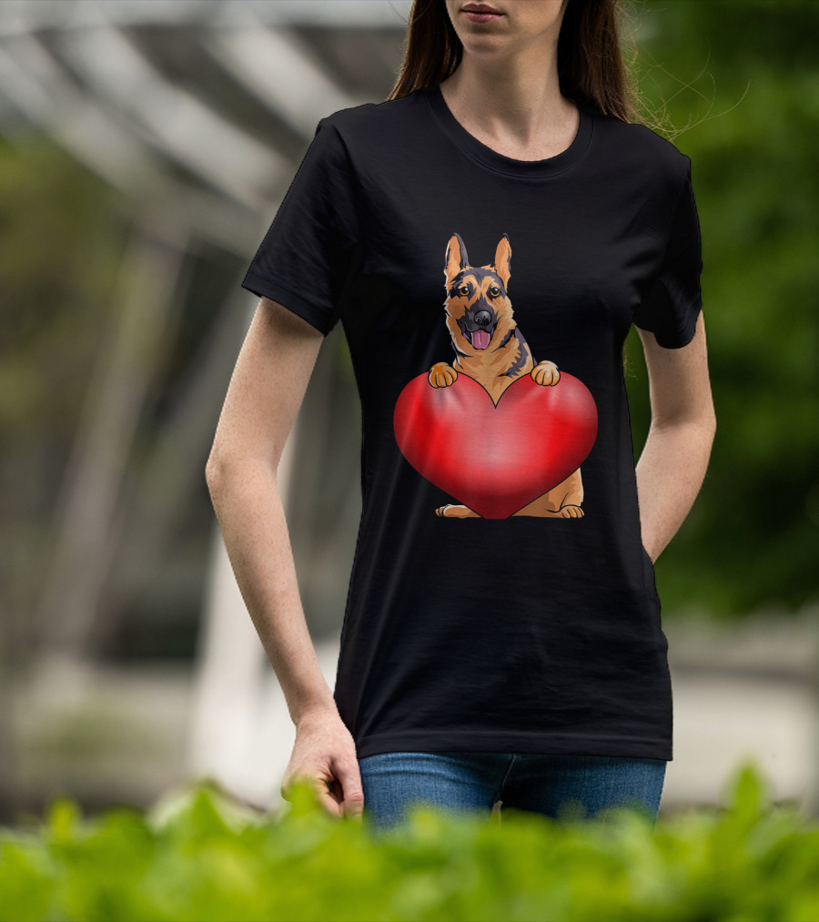 Valentines Day German Shepherd Heart Dog For Women And Men T-Shirt