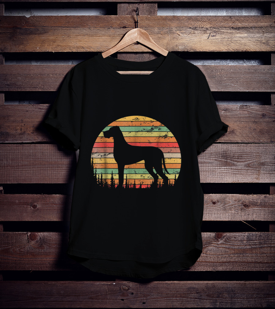 Vintage Retro Great Dane Dog Silhouette For T-Shirt