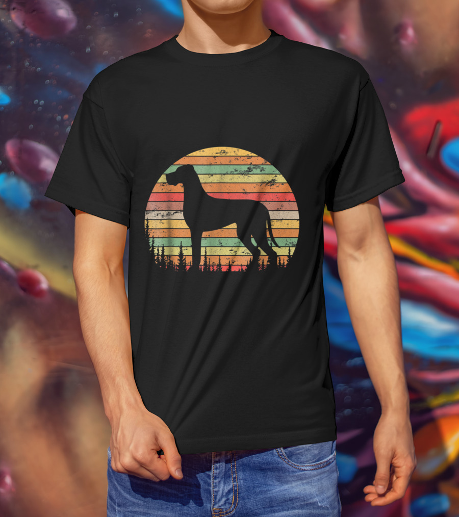 Vintage Retro Great Dane Dog Silhouette For T-Shirt
