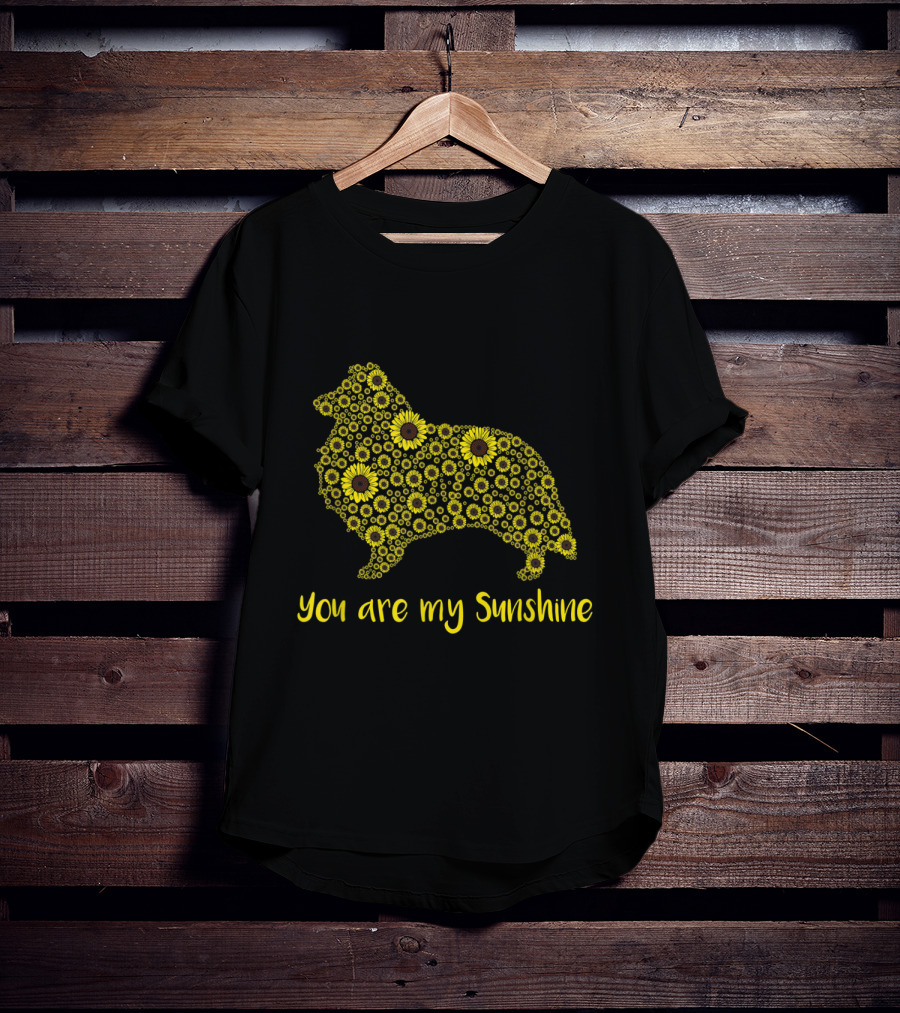 You Are My Sunshine Sunflower Sheltie Silhouette Mom Mama Lover T-Shirt