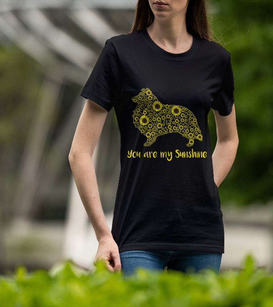 You Are My Sunshine Sunflower Sheltie Silhouette Mom Mama Lover T-Shirt