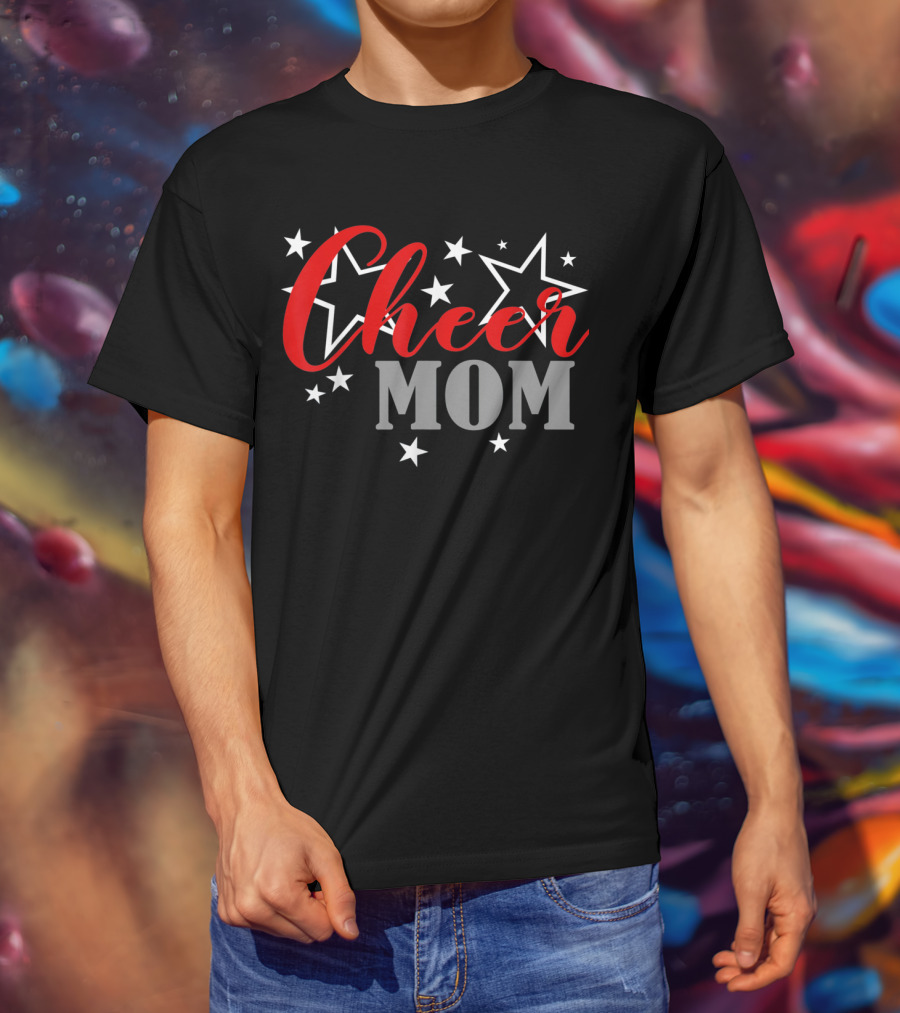 Proud Cheer Mom Starry Supporter Cheerleader Pride T-Shirt