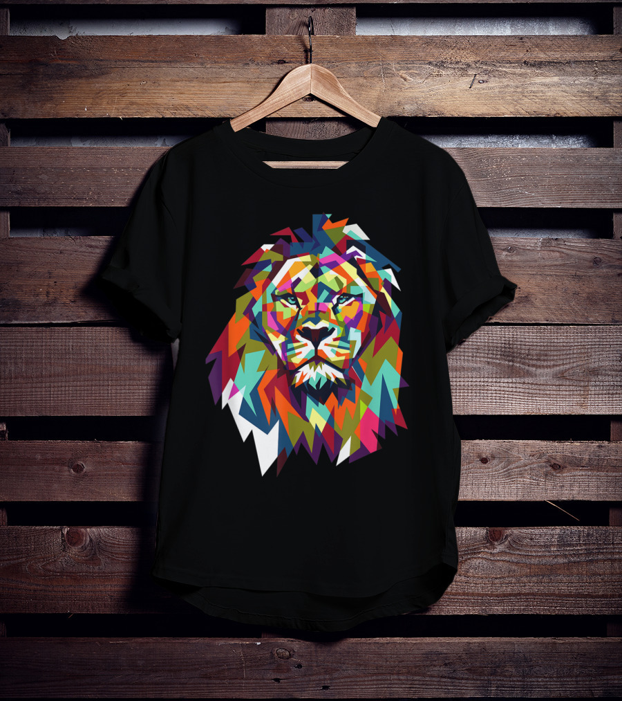Cool Trendy Geometric Leo African Lion Cat T-Shirt