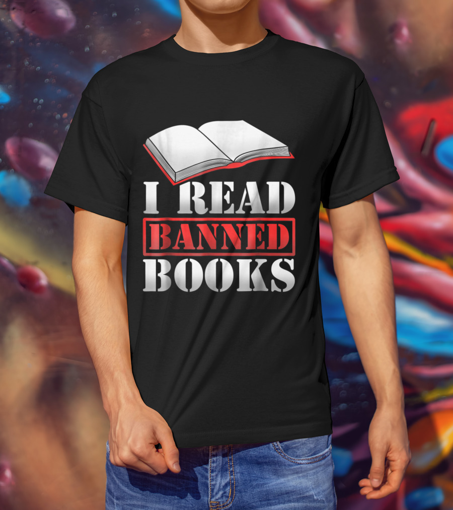 I Read Banned Books Open Book Icon Novelty Readers T-Shirt