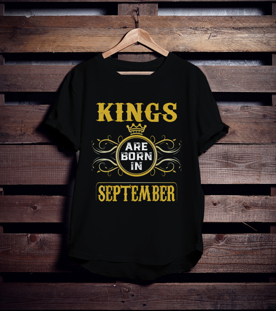 Kings Are Born In September Crown And Ornamental T-Shirt