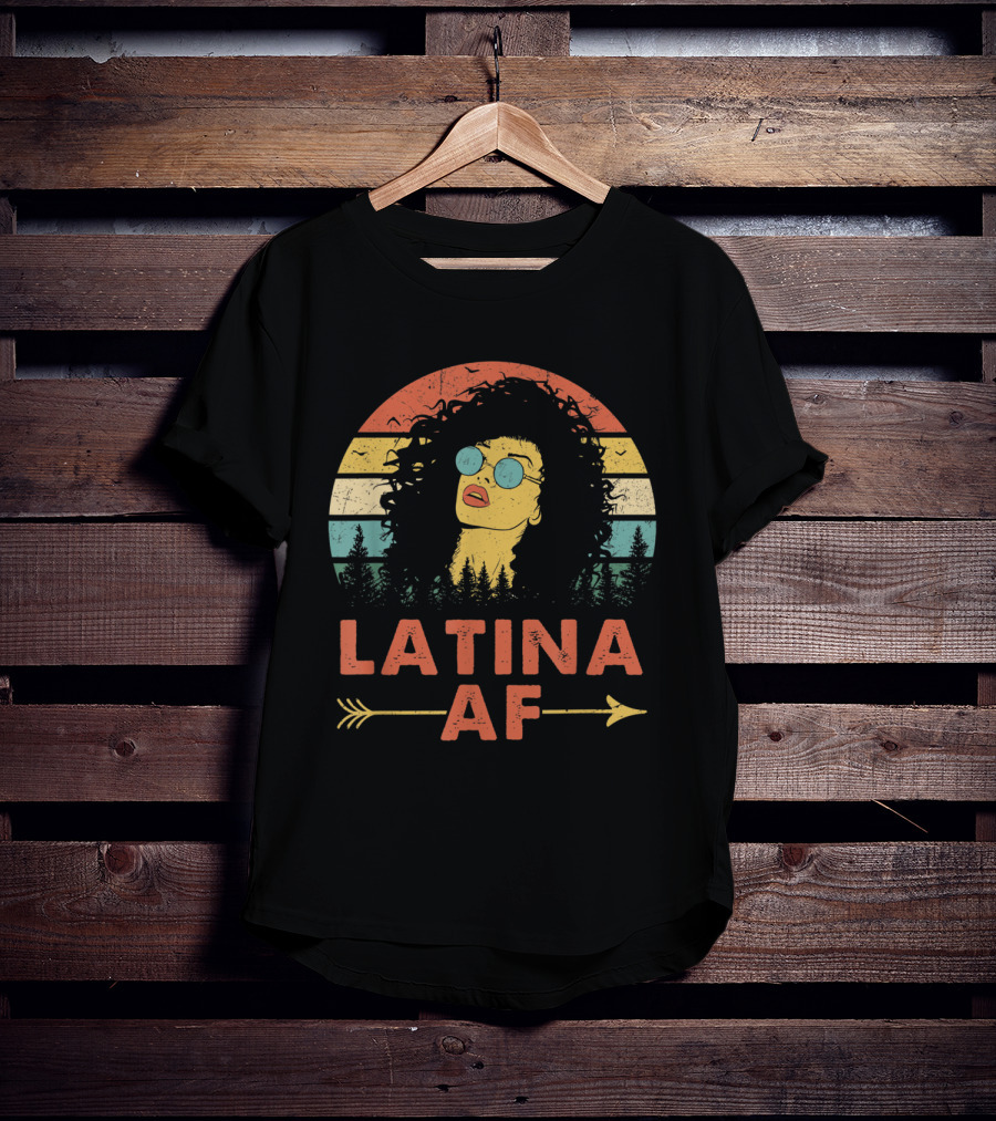 Latina AF Vintage Sunset Style Forest Retro женщин T-Shirt