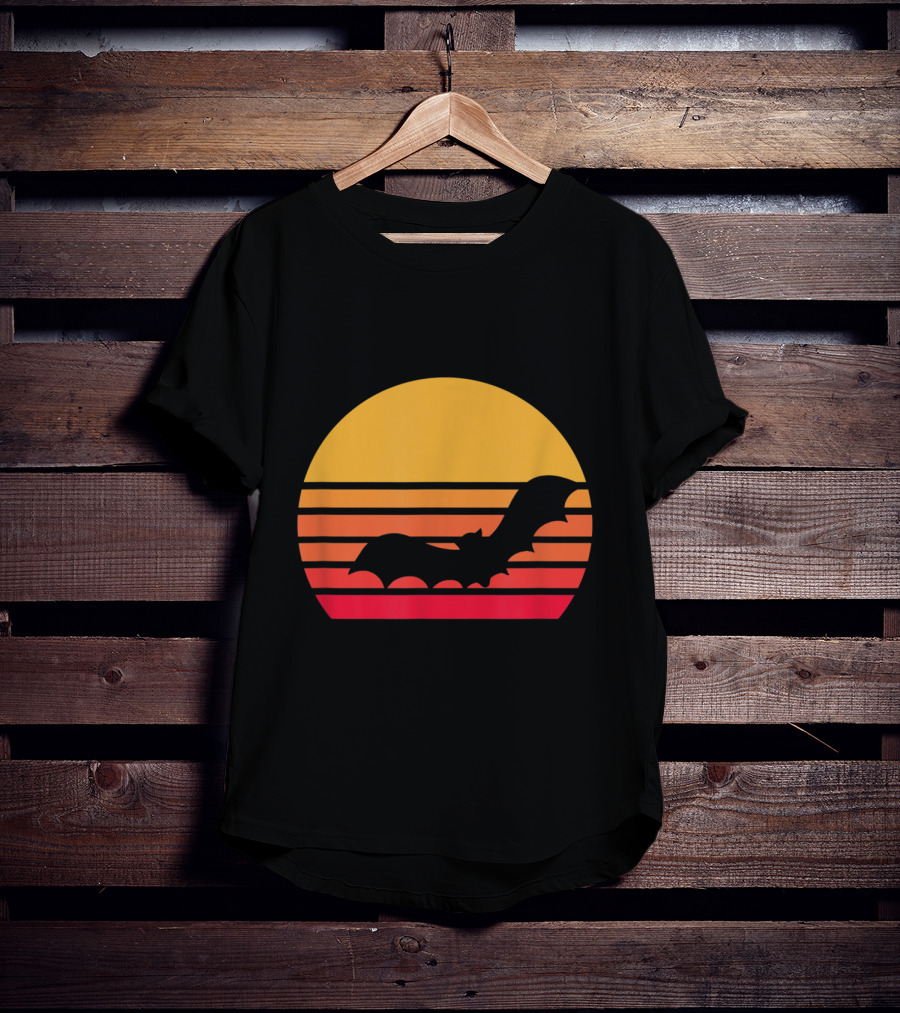 Vintage Sunset Halloween Bat Vampire T-Shirt