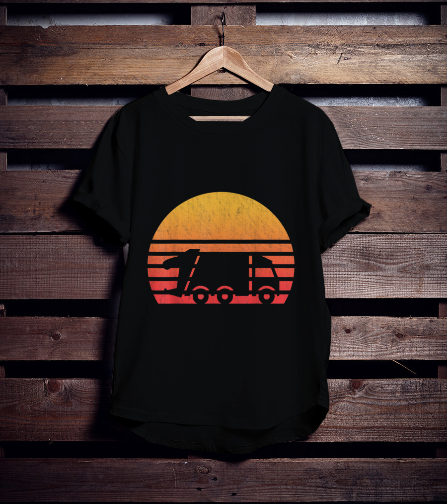 Vintage Sunset Garbage Truck T-Shirt