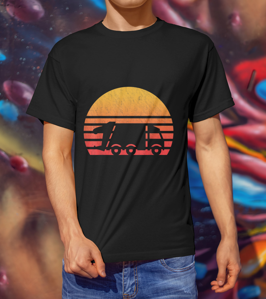 Vintage Sunset Garbage Truck T-Shirt