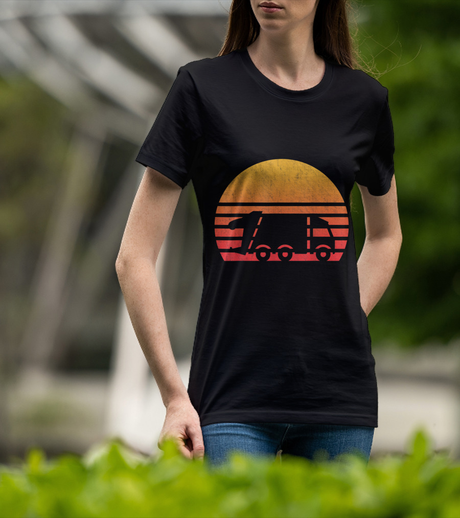 Vintage Sunset Garbage Truck T-Shirt