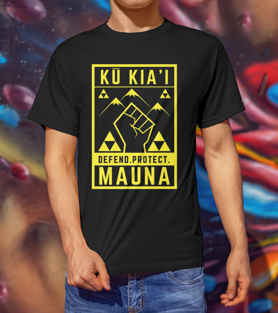 Kū Kia'i Mauna Defend Protect Fist And Mountain Symbols T-Shirt