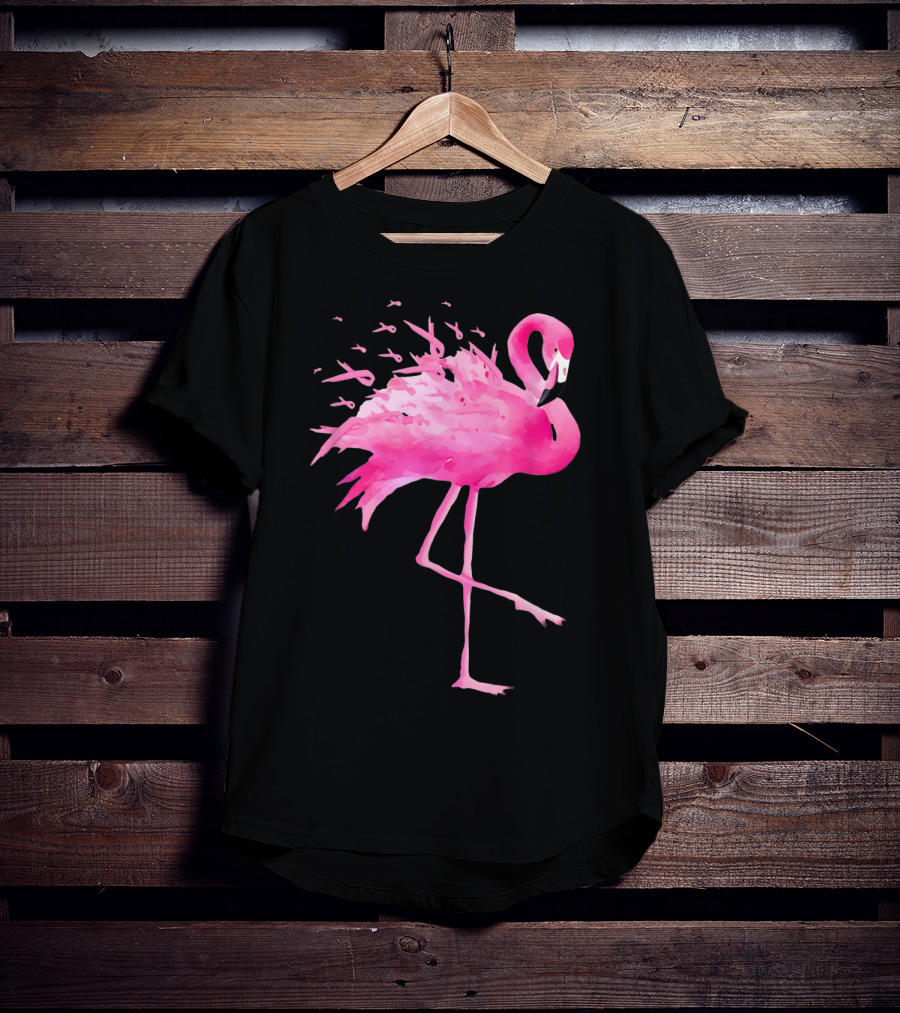 Flamingo Breast Cancer Awareness Pink Ribbon Funny October T-Shirt