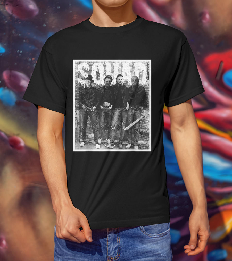 Halloween Squad Horror Icons Freddy Michael Jason Crew T-Shirt