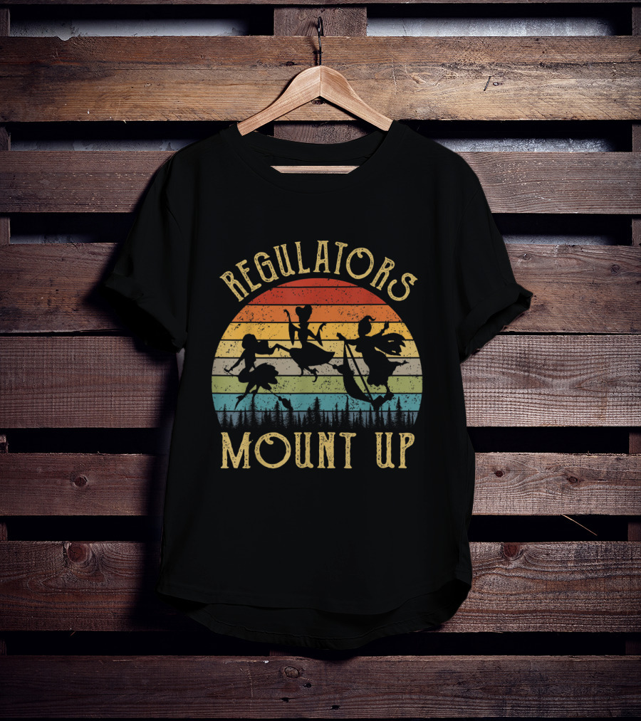 Regulators Mount Up Witches Vintage Silhouette Retro Sunset T-Shirt