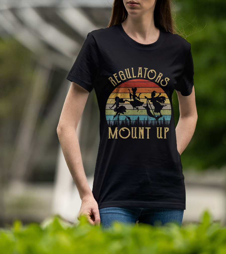 Regulators Mount Up Witches Vintage Silhouette Retro Sunset T-Shirt