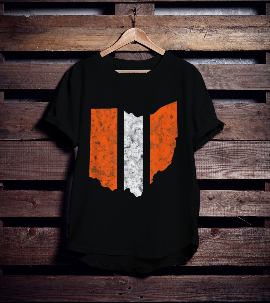 Ohio Cleveland Football Stripe Fan Map T-Shirt