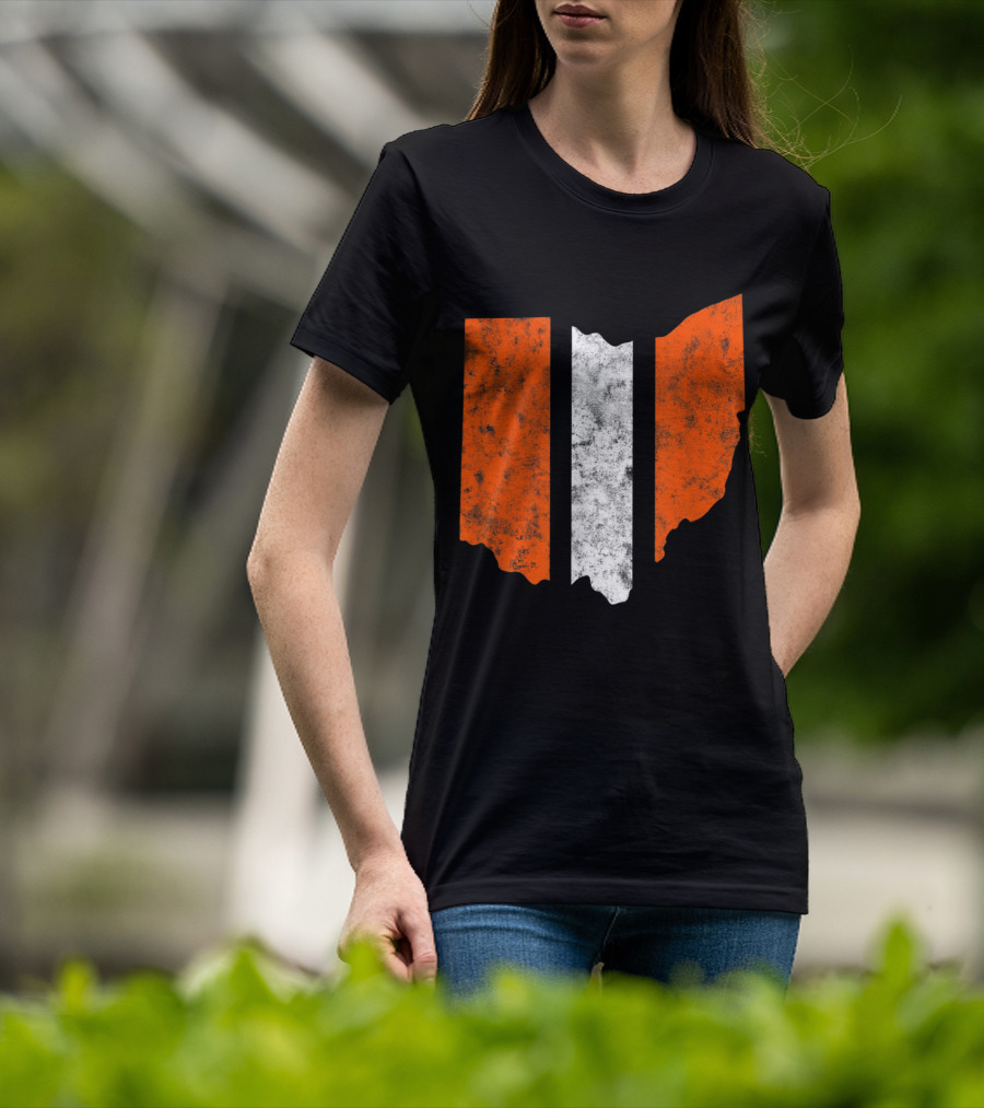 Ohio Cleveland Football Stripe Fan Map T-Shirt