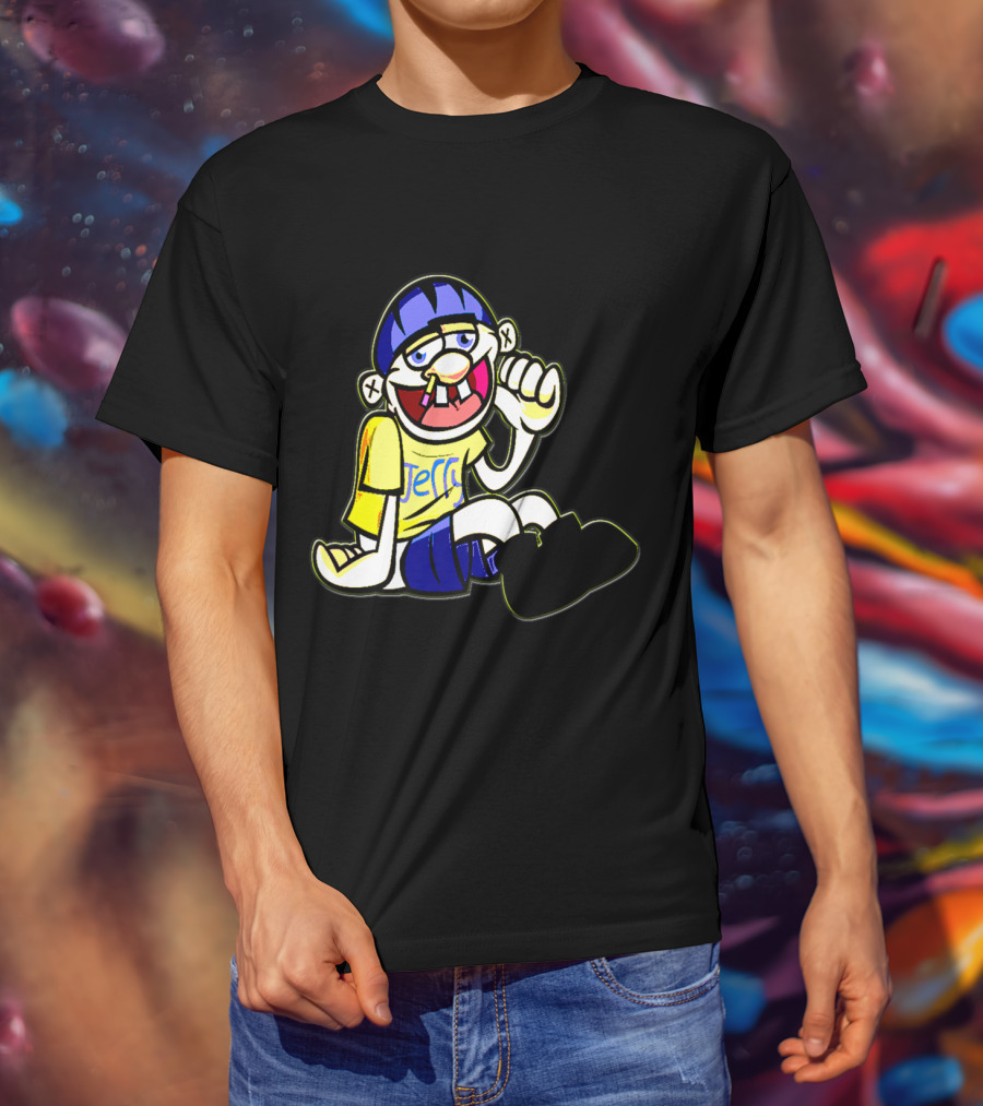 Sml Jeffy Character With Blue Helmet And Yellow Shirt Sitting T-Shirt