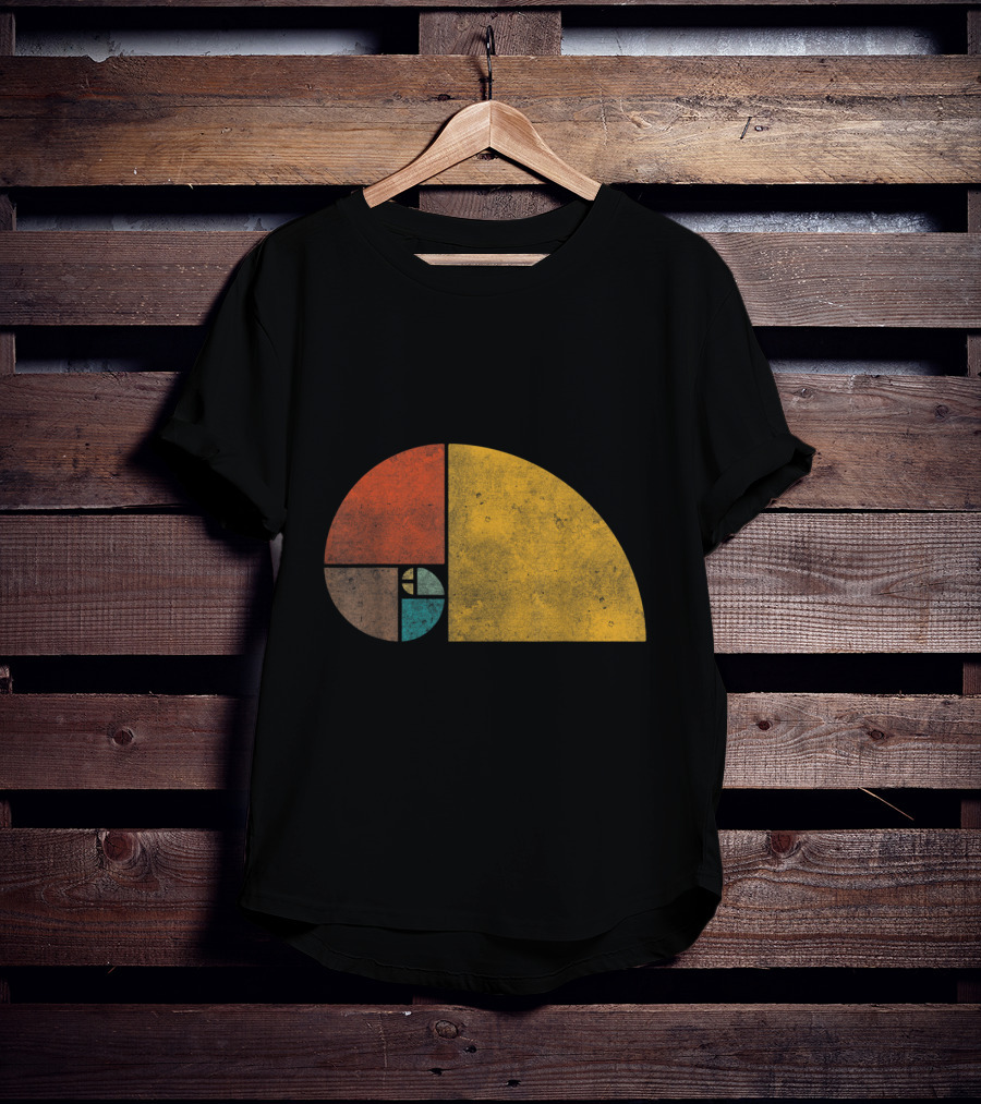 Vintage Fibonacci Golden Ratio Spiral Retro Colors T-Shirt