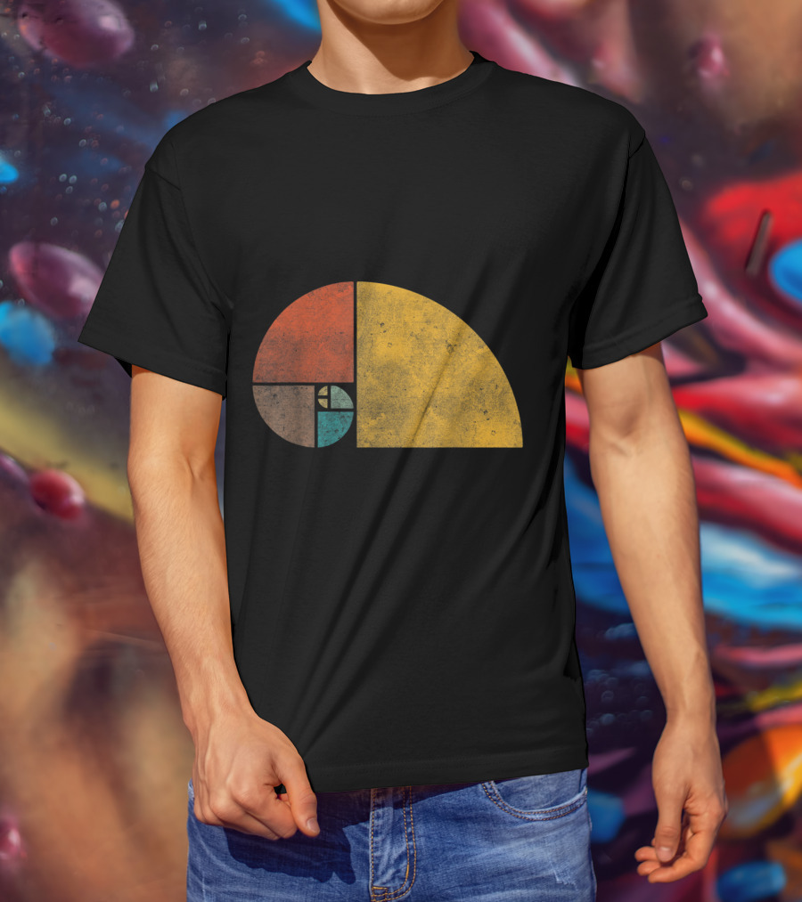 Vintage Fibonacci Golden Ratio Spiral Retro Colors T-Shirt