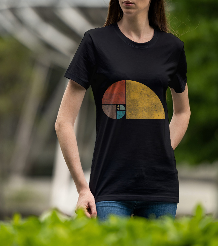 Vintage Fibonacci Golden Ratio Spiral Retro Colors T-Shirt