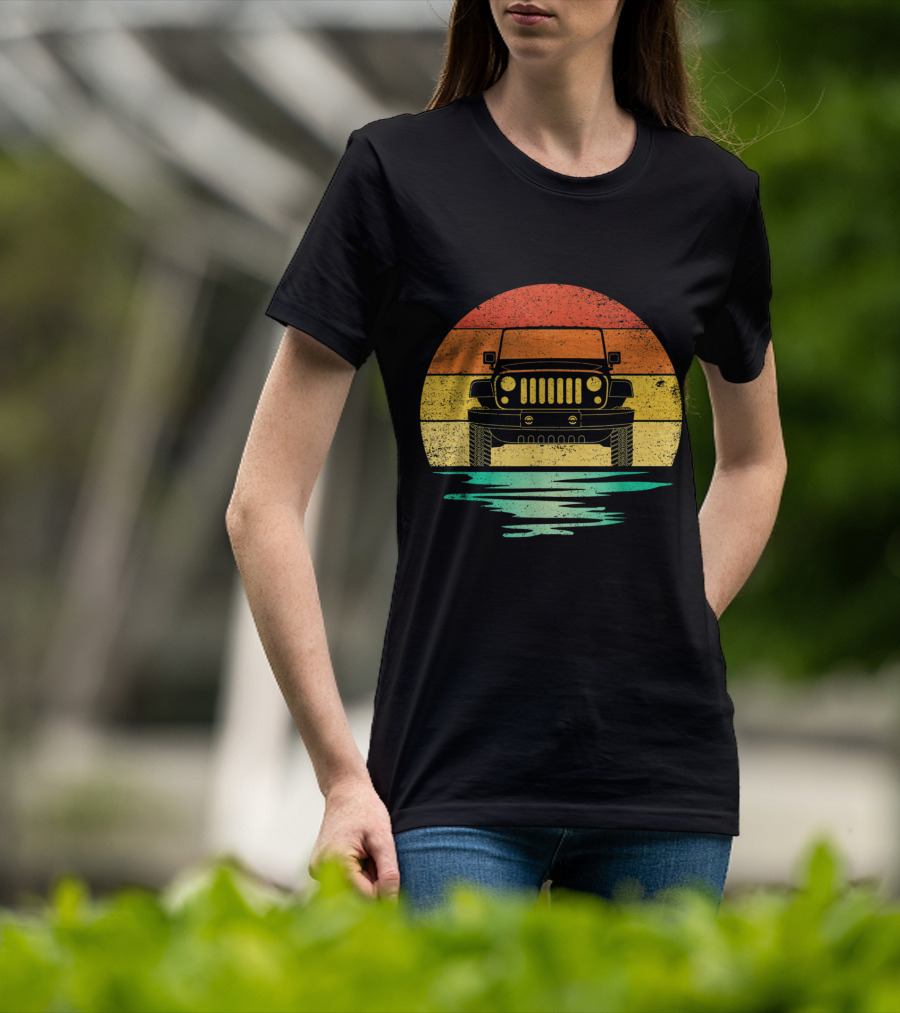 Vintage Sunset Jeep Off Road Adventure T-Shirt