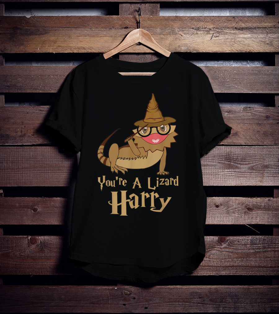 You're A Lizard Harry Funny Bearded Dragon Wizard Hat Glasses T-Shirt