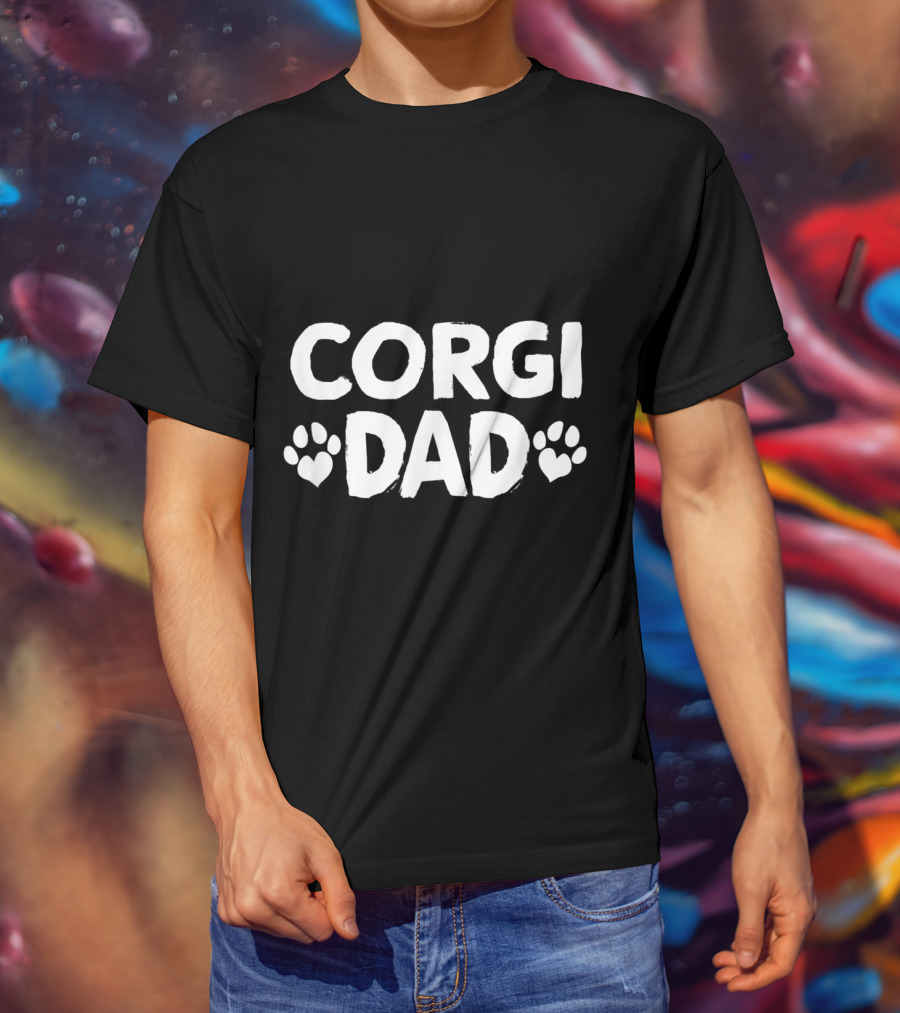 Corgi Dad Paw Print Heart T-Shirt