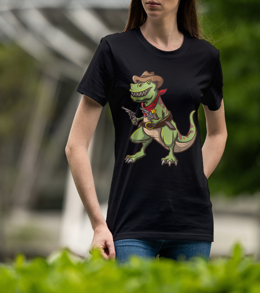 Wild West Cowboy Dinosaur T-Rex Kids Country Adventure T-Shirt