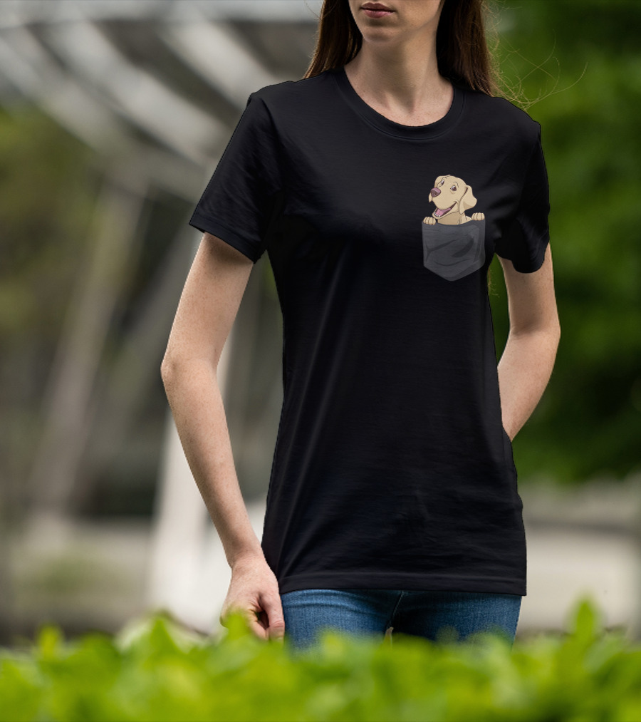 Cute Labrador Retriever Puppy In Pocket T-Shirt