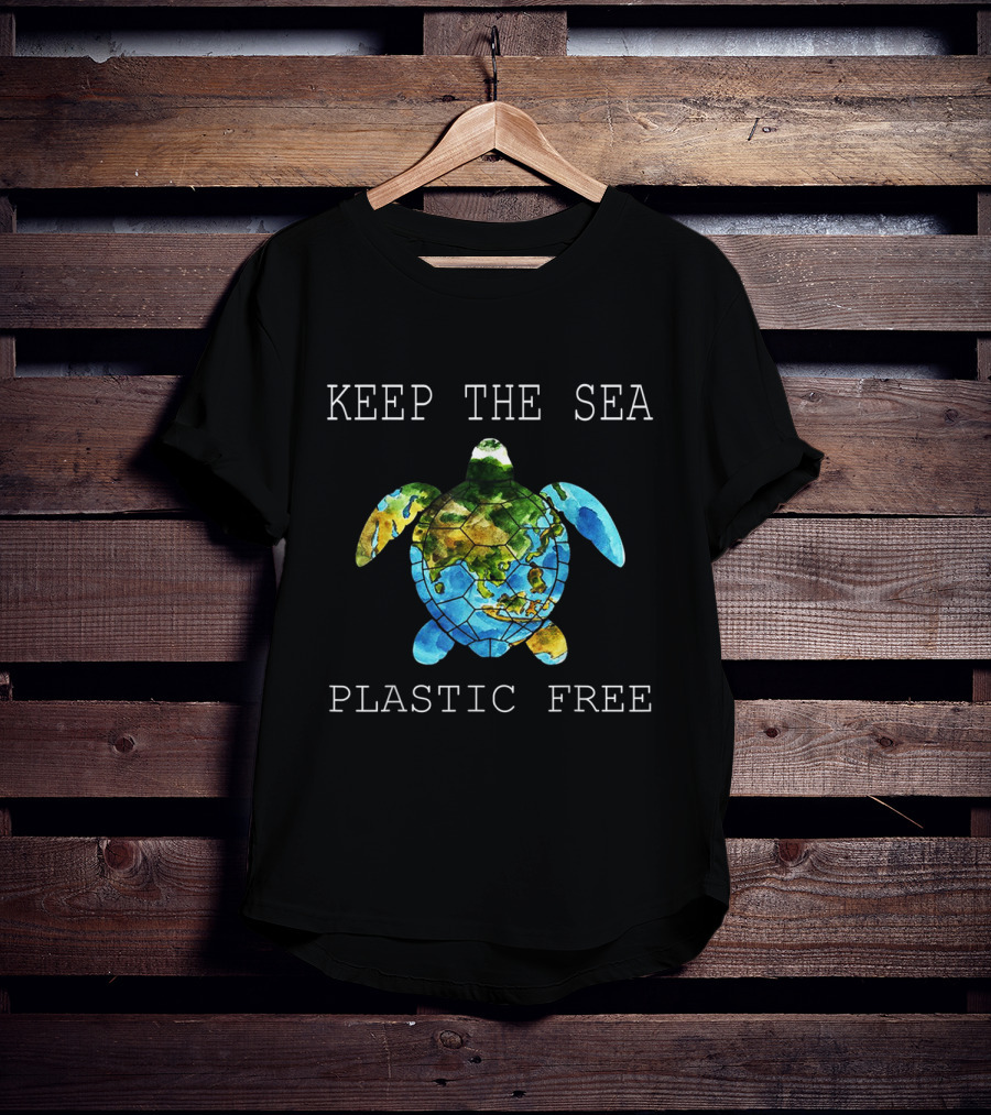 Keep The Sea Plastic Free Turtle Map T-Shirt