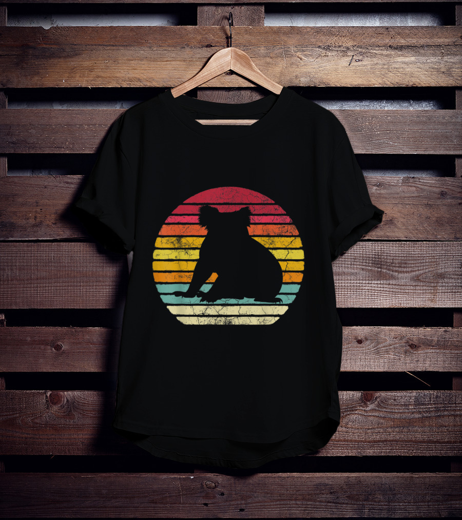 Koala Bear Retro Vintage 70's 80's Stripes Silhouette Circle T-Shirt