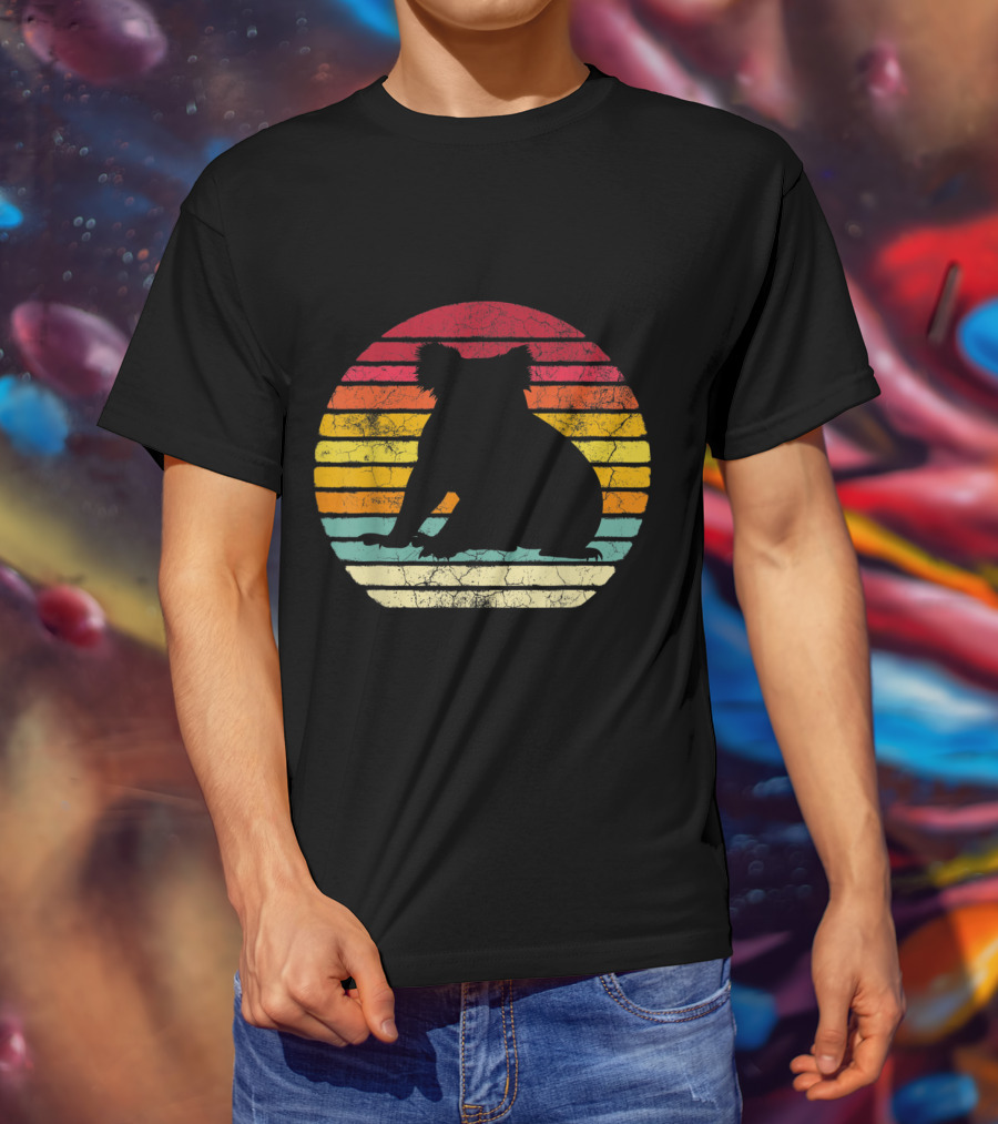 Koala Bear Retro Vintage 70's 80's Stripes Silhouette Circle T-Shirt