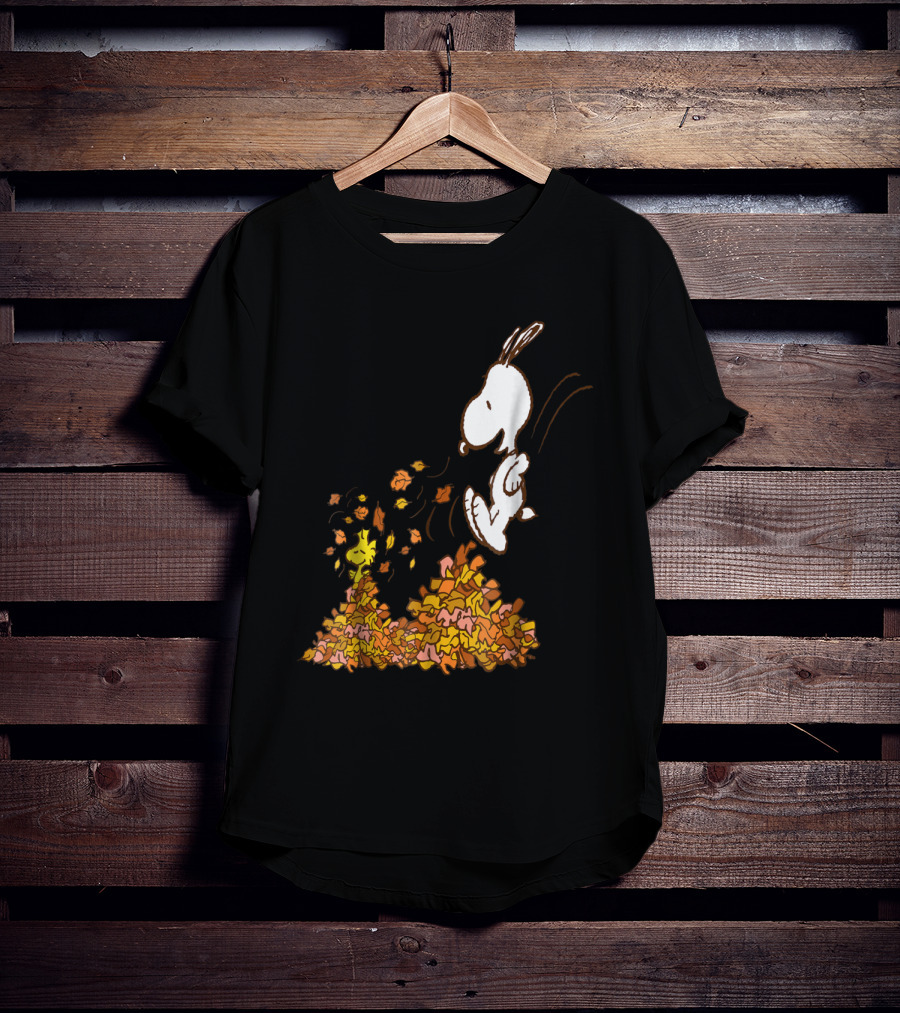 Funny Snoopy Jumping Into Leaves Peanuts Charlie Brown T-Shirt
