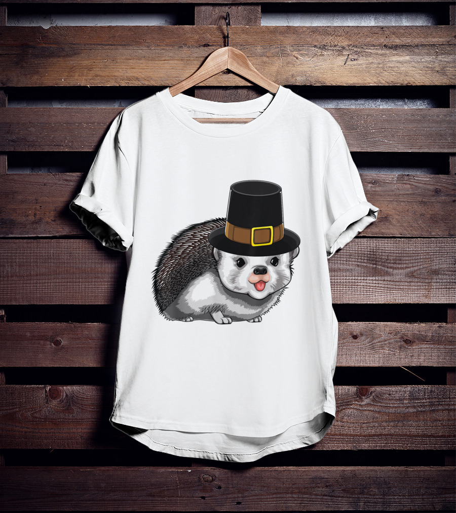 Thanksgiving Pilgrim Hedgehog Gratitude Holiday Tradition T-Shirt