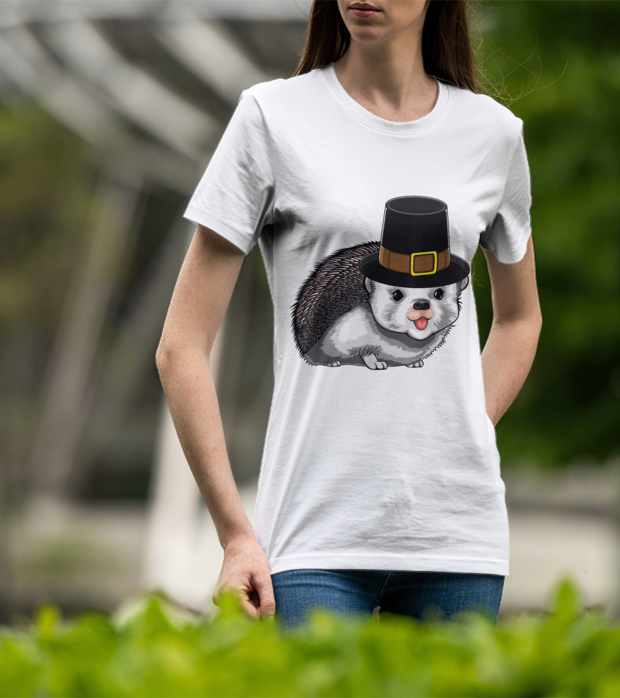 Thanksgiving Pilgrim Hedgehog Gratitude Holiday Tradition T-Shirt