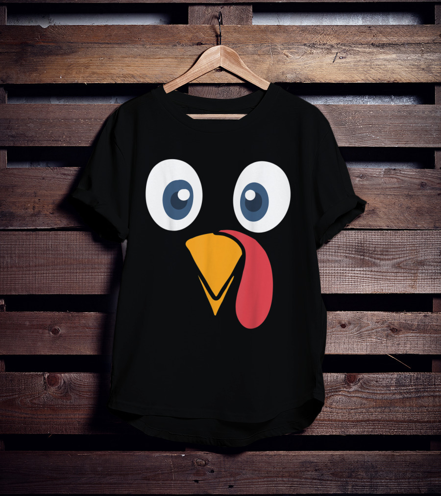 Thanksgiving Turkey Face Cartoon Eyes Beak And Snood T-Shirt