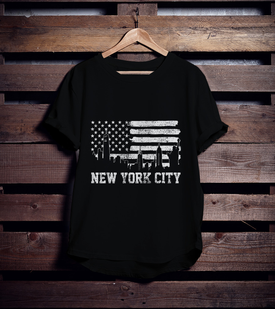 New York City Skyline American Flag Big Apple Trip Souvenir T-Shirt