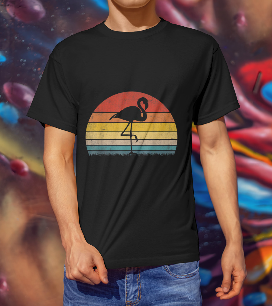 Vintage Sunset Trendy Animal Flamingo T-Shirt