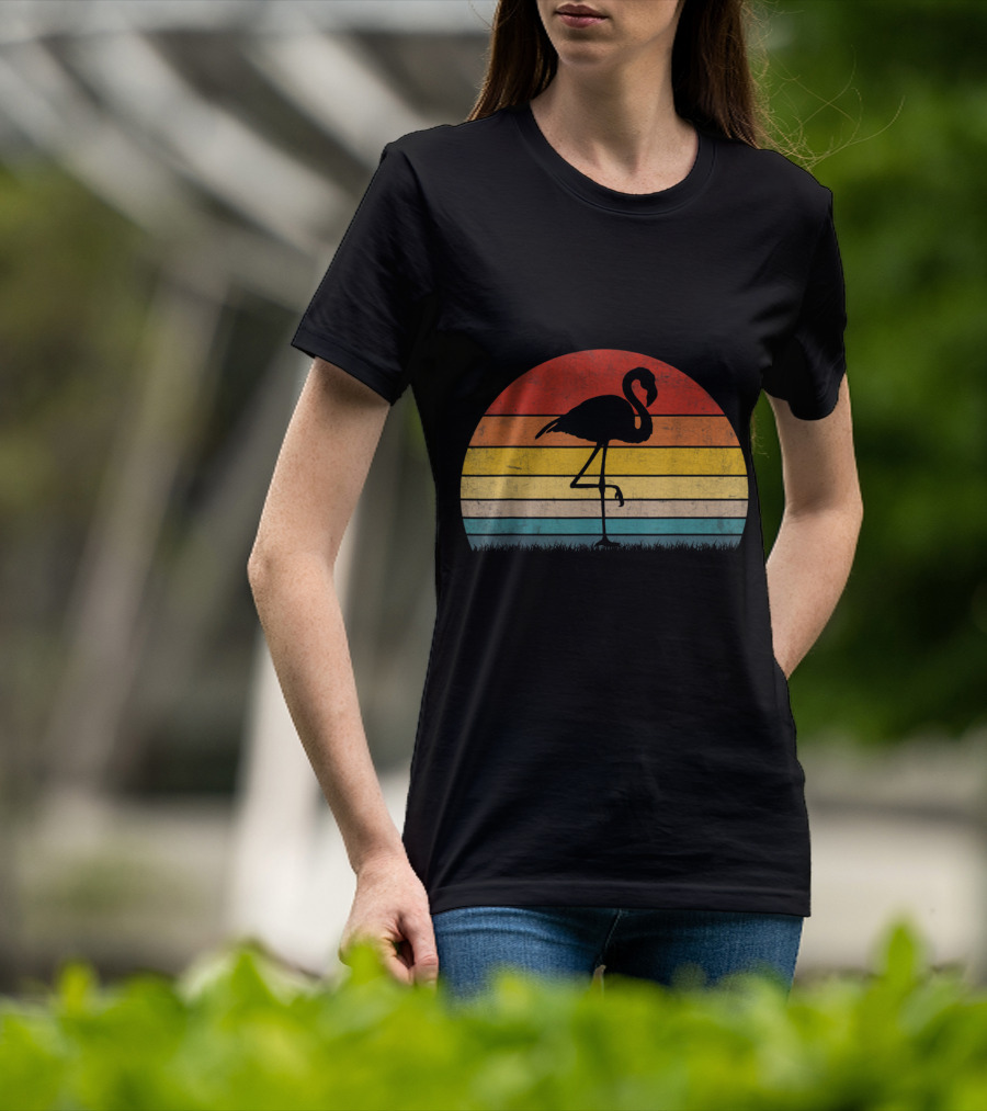 Vintage Sunset Trendy Animal Flamingo T-Shirt