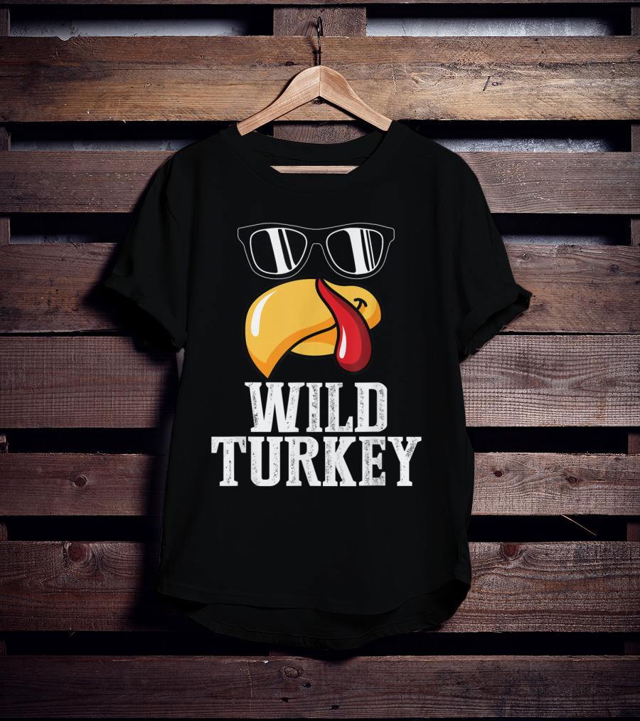 Wild Turkey Funny Sunglasses Tongue Thanksgiving Turkey Lover T-Shirt