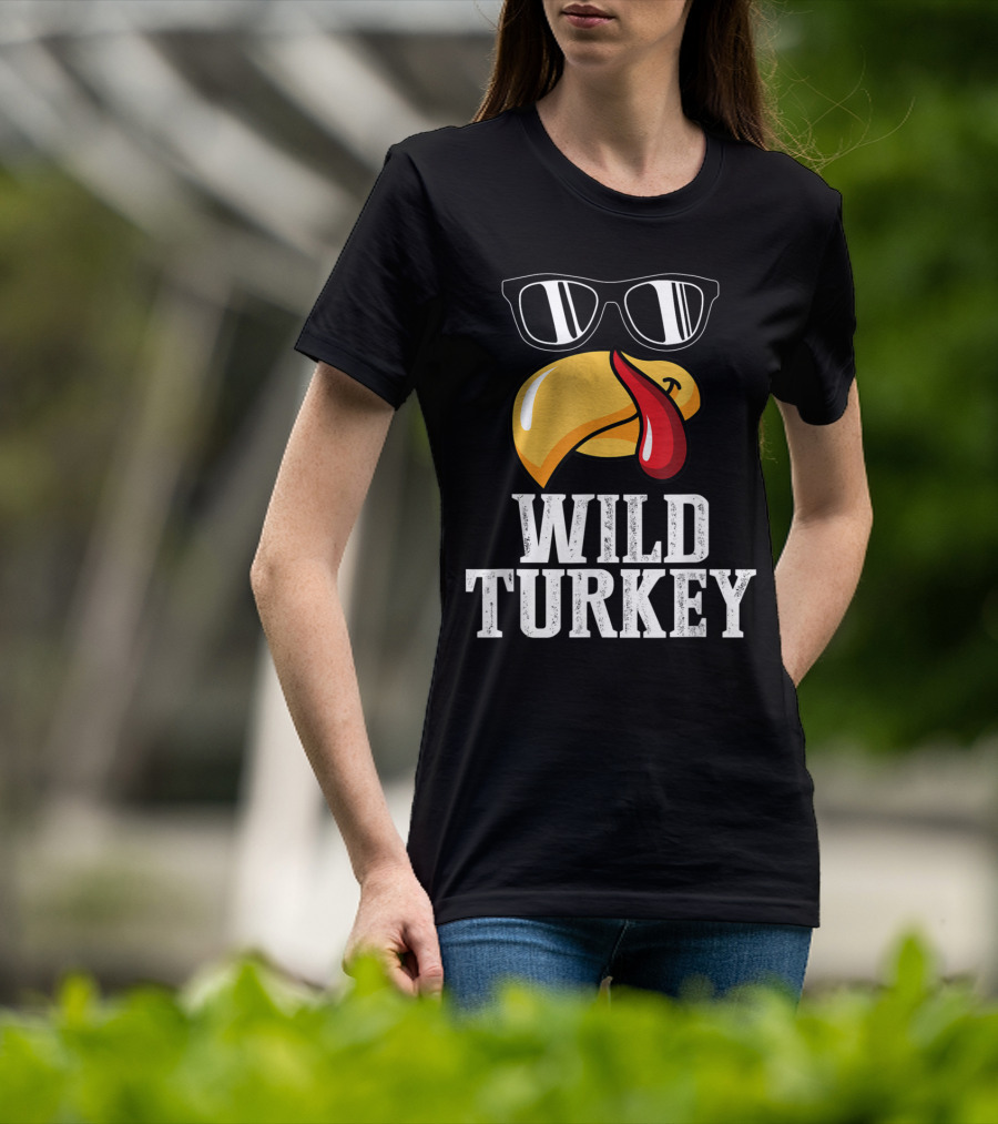 Wild Turkey Funny Sunglasses Tongue Thanksgiving Turkey Lover T-Shirt